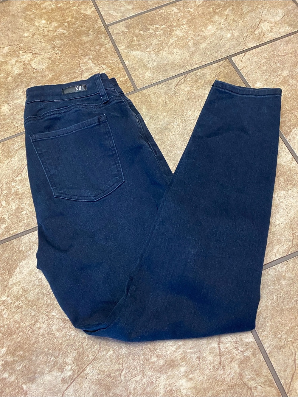 Kut from the Kloth High Rise Ankle Skinny Denim Jeans 8 Deep Blue Chic